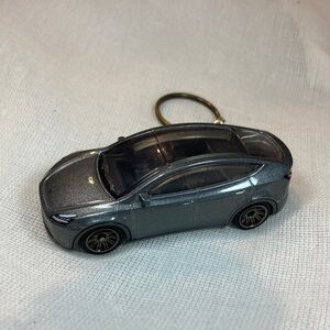 Tesla Metallic Gray Miniature Model Y Keychain